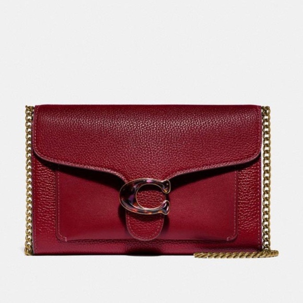 Coach Tabby Chain Clutch (Deep Red)